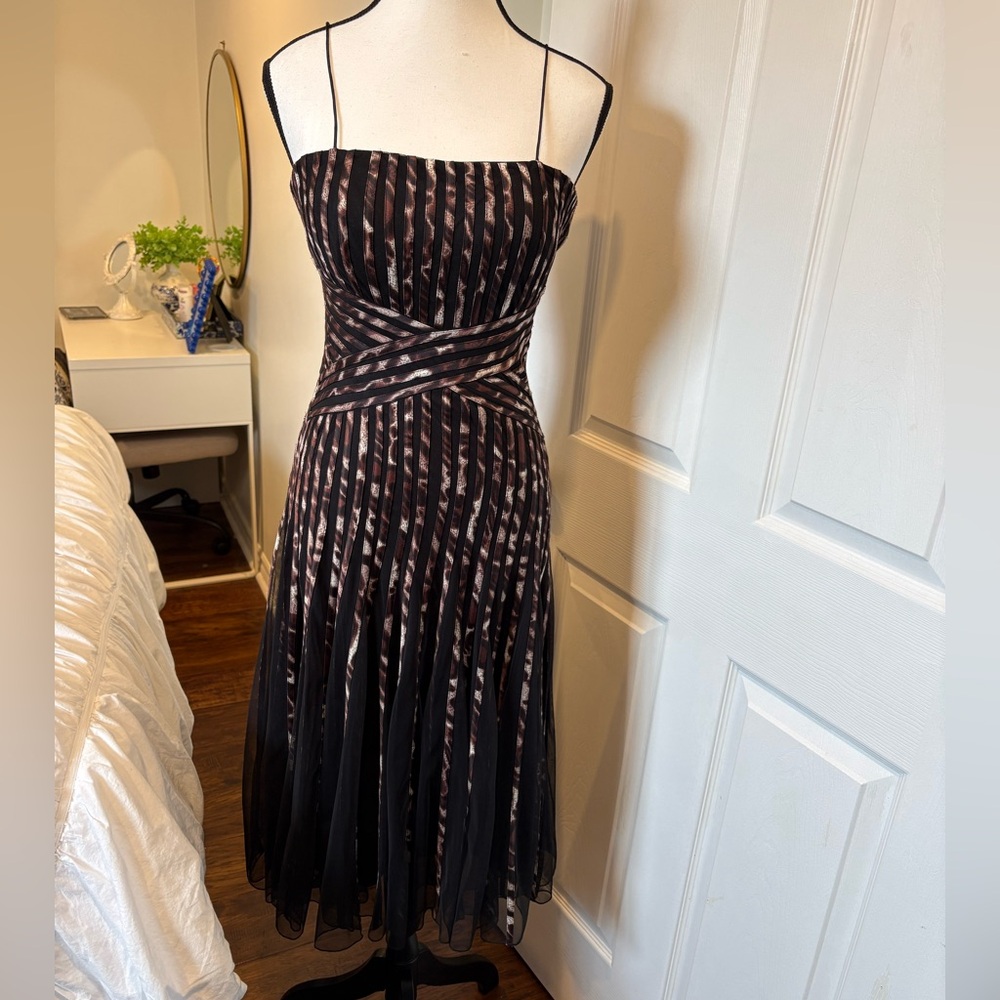 Vintage 90s Leopard Mesh Corset Midi Dress Y2K Size 4